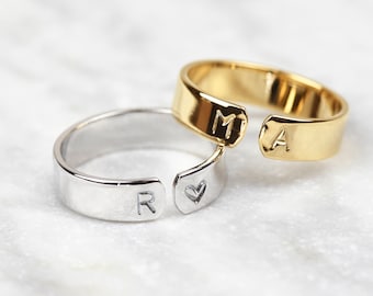 Initial Ring • Customisable Ring • Personalised Ring • Adjustable Ring • Personalized Jewelry • Stacking Ring • Initial Jewellery