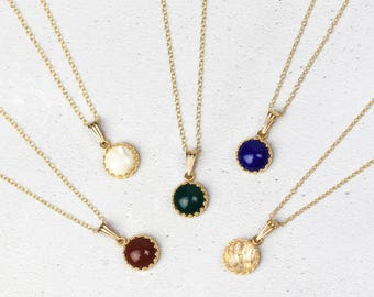 Gold Birthstone Necklace • Birthstone Pendant • Gold Gemstone Necklace • Birthday Necklace • Birthstone Jewellery • Birthday Gift for her