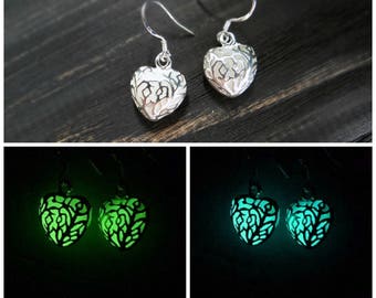 Glow in the dark earrings turquoise earrings green earrings halloween jewelry glowing jewelry mermaid jewelry glowing earring teen girl gift