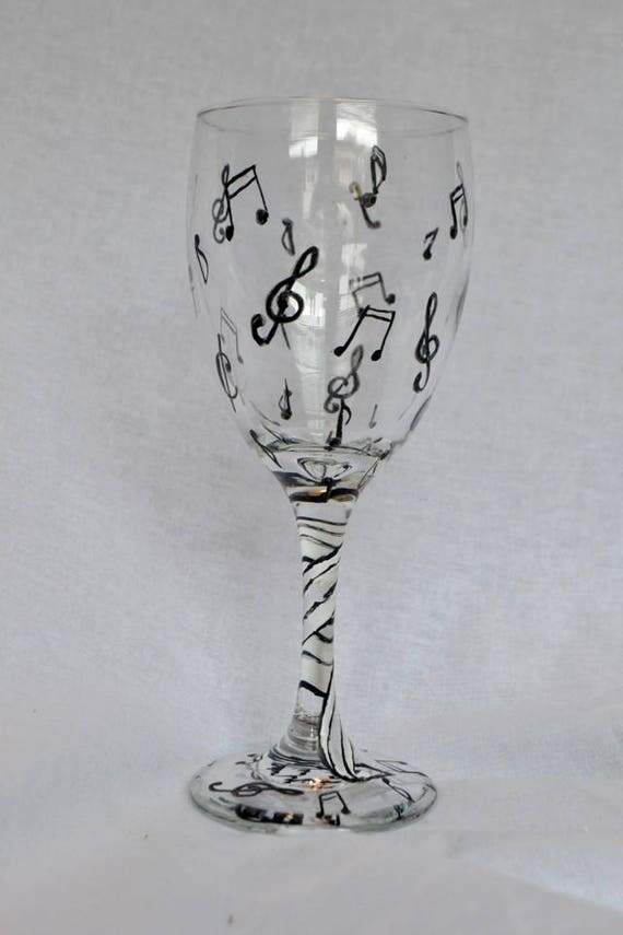 Music Notes Wine Glass