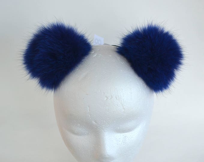 4,5" BLUE FOX Pom Poms- PAIR! Double Pom Poms, Fox Pom Pom, Fur Ears, Genuine Fur, Handmade Pom Pom, Fur Pom Pom Hat, Beanie, Knitted Hat