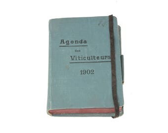 Antique small office diary, French 1902 wine grower blank hardcover diary, agenda, vintage stationery
