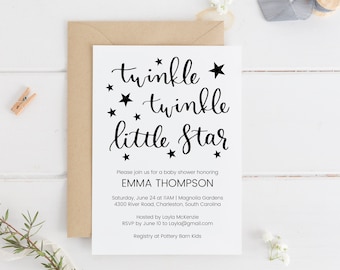 Twinkle Twinkle Little Star Baby Shower Invitation Printable, Editable Baby Shower Invitation, Baby Shower Template, Instant Download.
