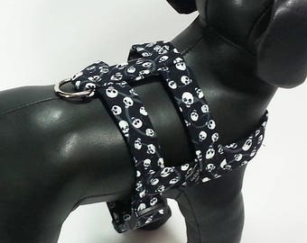 Glowing Skulls Easy-On Dog Harness in Fashion Fabrics - 9 Sizes