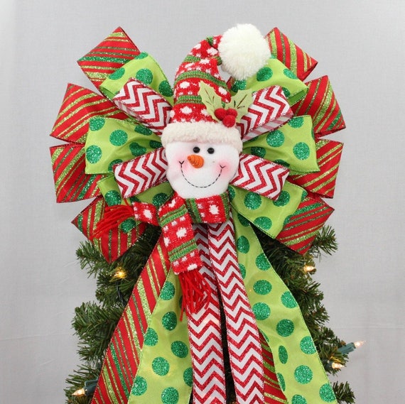 Jolly Snowman Christmas Tree Topper Bow Jolly Snowman Christmas Tree Topper Bow