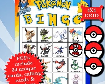 POKÉMON 4x4 Bingo printable PDFs contain everything you need to play Bingo.