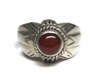 Vintage Sterling Carnelian Ring Size 8.75