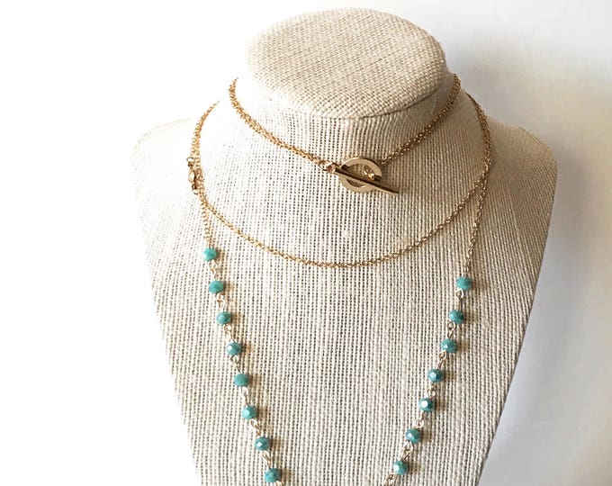 Long blue boho necklace, Long Boho necklace, Jewelry Popular necklace, Blue necklace, Wire wrapped necklace