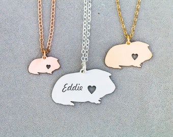 SALE • Guinea Pig Necklace • Sterling Silver Guinea Pig Gift • Personalized Animal Charm •Cute Pet Unique Gift •Exotic Pendant Animal • Cavy