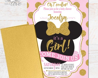 Minnie Mouse Baby Shower invitation, Pink and Gold Minnie Mouse Invitation, Minnie Mouse sprinkle Invitation, prints, it's a girl