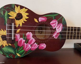 YOUR Ukulele Handpainted with Hibiscus & Cherry Blossoms