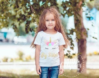 Big Sister Shirt, Girls Big Sister Unicorn Tshirt, Unicorn Tshirt, Big Sister Unicorn, Big Sister Outfit, Little Sister, Big Sister to Be