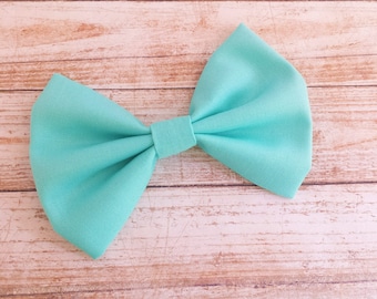 Aqua Mint Green Fabric Hair Bow Clip or Nylon Headband/ Mint Green Hair Bow / Mint Green Bow Clip / Aqua Mint Bow / Aqua Mint Bow Headband