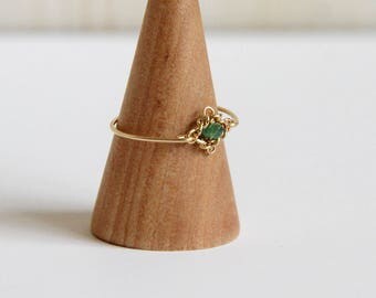 Emerald Ring Vintage - Natural Emerald Ring, Genuine Emerald Ring, Emerald Ring Gold, Emerald Ring White Gold, May Birthstone Ring