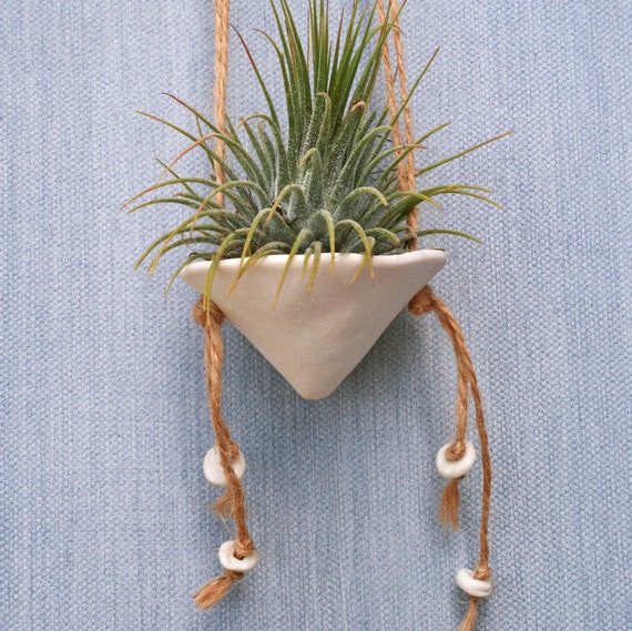 Air plant mini hanging pot/ white / ceramic planter/
