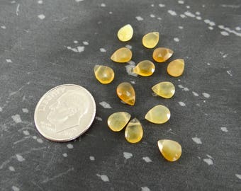 Yellow Opal | Faceted Pear Briolette Beads | Sets of 13