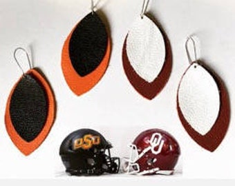 Leather Football Earrings- Team Colors