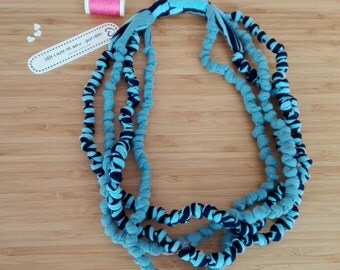 Four wire knots necklace avio and cotton lines
