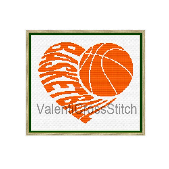 Basketball Cross Stitch Pattern Sport of one color Counted