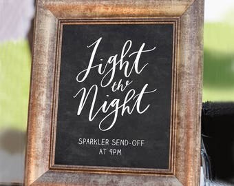 Light the Way Sign, Sparkler Send Off Sign, Light the Night, Wedding Signs, 8x10, Edit in Word or Pages, #SG