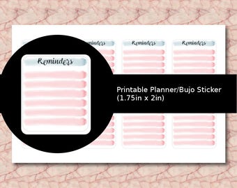 Printable Planner Sticker / Bujo Sticker - "Reminders" Sticker for your planner / bullet journal