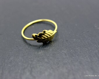 mini ring gold leaf size 53, leaf ring
