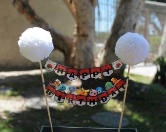 Pokemon Cake Topper // Cake Banner // Bundt Cake Topper // Happy Birthday Banner