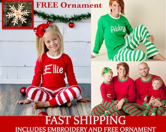 Christmas Pajamas - Personalized Christmas Pajamas, Monogram Christmas Pajamas, Newborn Christmas Gown, Family Christmas PJs