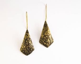 Hammered and blackened brass earrings
