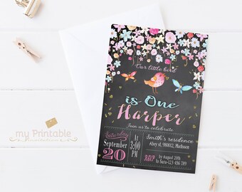 Bird Birthday Invitation / Digital Printable Party Invite for Kids / DIY