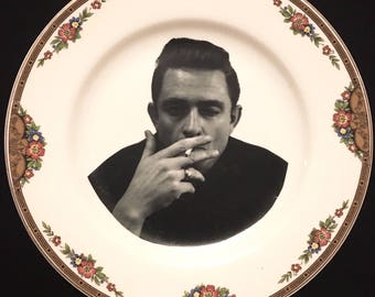 Young Johnny Cash Altered Vintage Decorative Plate