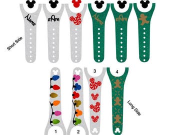 IMPROVED 2.0 Magic Band Decals, Christmas themed, Mickey, Peppermint, Christmas lights, gingerbread man, monogrammed, personalized band