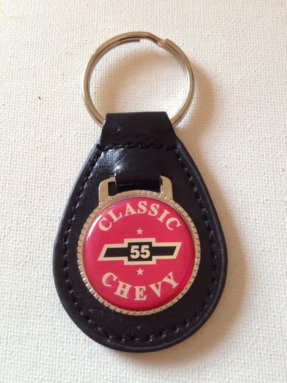 55 Chevy Keychain Genuine Leather Chevrolet Key Chain