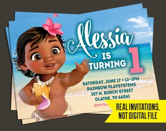 Baby Moana Invitation - Baby Moana Birthday Invitation