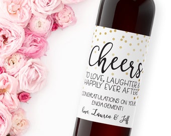 congrats on your engagement wine labels / custom wine label / congratulations to newly engaged couple gift / engagement party gift WLW-03