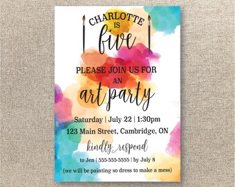 Art Party Invitation - Art Birthday Party Invitation - Child's Party Invitation - Printable Party Invitation - Painting Party Invite