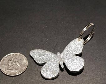 Sparkly Silver Butterfly Key Chain