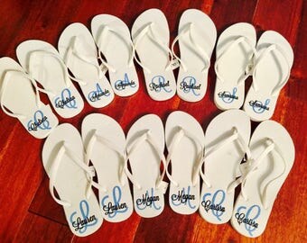Custom Flip Flops - Monogrammed Flip Flops - Wedding Flip Flops