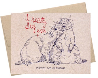 Prairie Dog Companions, Love Card, Friendship Card, Prairie Dogs, Woodland Animals, National Parks Collection, Forest Animals, Kraft Paper