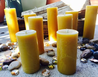 100%Pure beeswax candle-scented or unscented-pillar candles-beeswax candles-2" diameter pure beeswax candle-beeswax pillar candle. 3"-15"