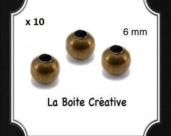 10 round beads 6 mm INTERCALAIRES in METAL BRONZE