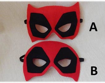 Deadpool inspired a felt mask. Superhero mask. Felt Superhero mask. Superhero mask for children. Felt mask. Halloween mask. Party mask.
