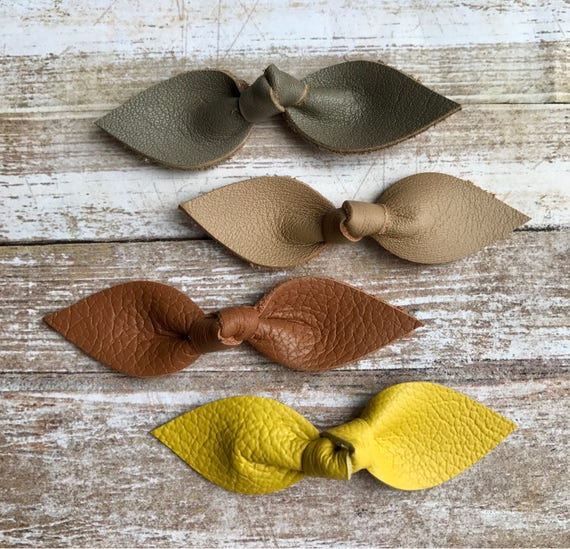 The Leaf Knot Leather Bow Handmade Bow Baby Bow Girl Bow