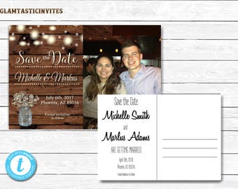 Rustic Save-The-Dates, Printable Rustic Save the Date Postcard, Save the Date, Rustic Wedding, Printable Save the Date, Template, YOU EDIT