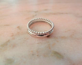 Rings DUO Covenant Sterling Silver 925 "beaded ring simple +", stackable, granulated, ball, classic, understated, weekly, regular, silver stackable ring