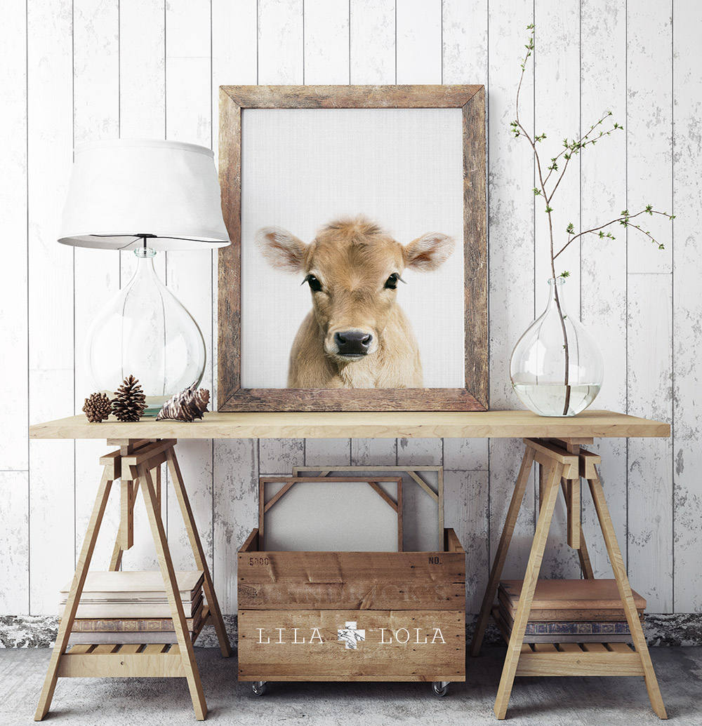 Calf Print Baby Cow Farm Animal Wall Art Nursery Decor