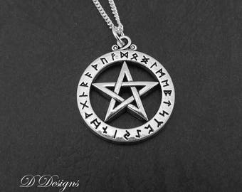 Pentagram Necklace, Sterling Silver Charm Necklace, Pagan Necklace, Pentagram Pendent, Silver Necklace