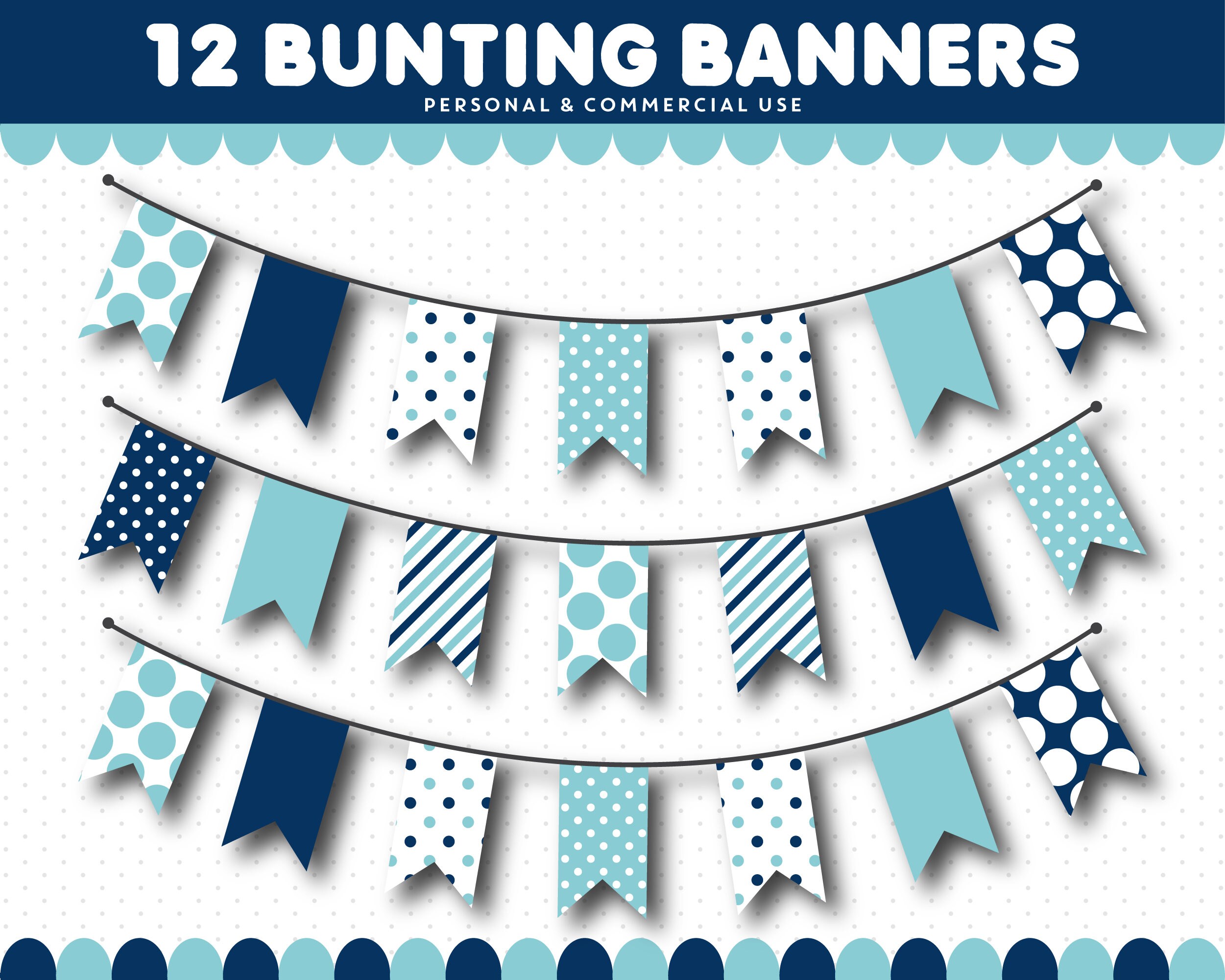 Blue pennant clipart Blue bunting clipart Blue flags