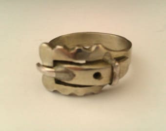 vintage silver coloured buckle ring