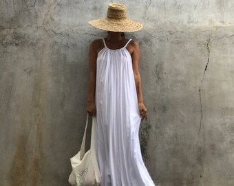 White Maxi Dress, summer dress,prengnant woman,comfy,boho dress, beach cover up, Summer women dress, long dress,tall women dress